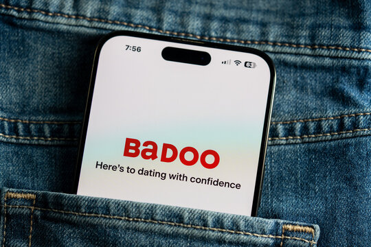 Close up of Badoo app on smartphone screen. Toronto, Canada - July 24, 2026.