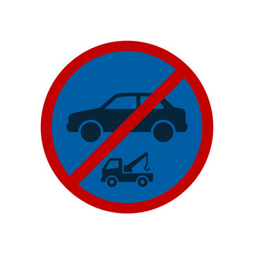 No parking and towing away traffic sign vector illustration. EPS Editable. Vector Illustrations.
