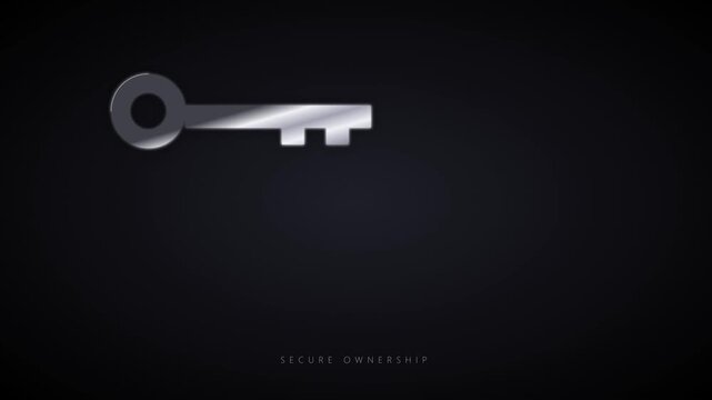 Secure Ownership Concept with Metallic Key on Dark Background