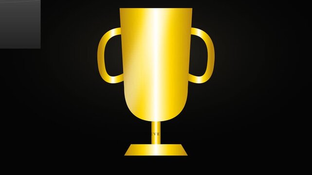 Shiny golden trophy cup icon vector illustration on black background