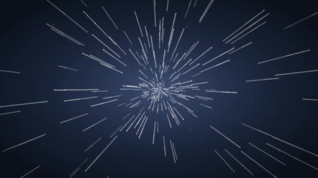 Warp speed hyperspace starfield flight seamless loop in rich ice-blue tones
