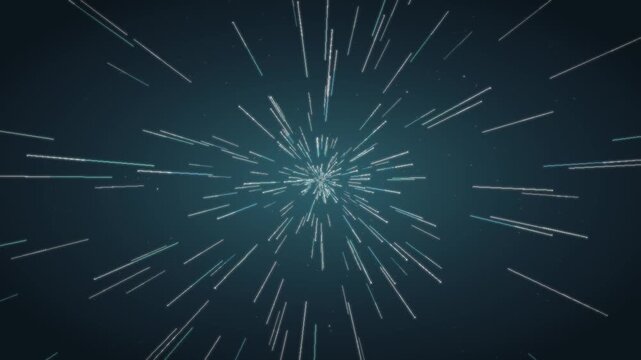 Warp speed hyperspace starfield flight seamless loop in subtle teal tones