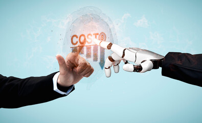 Fototapeta premium AI drives cost reduction with automation, smart resource tracking, and financial efficiency tools for optimized business operations. Artificial intelligence spline