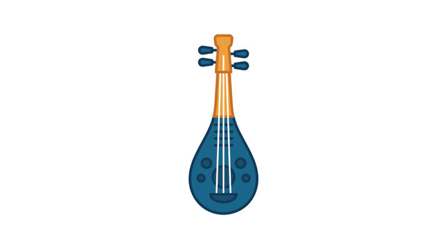 Elegant blue mandolin lute instrument flat vector icon.