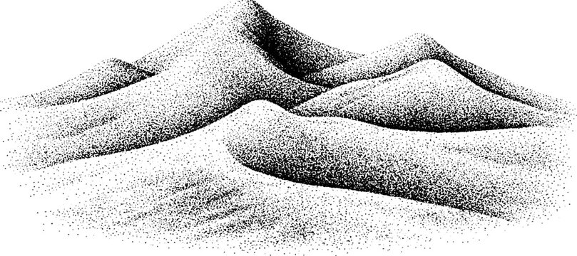 Gentle sand hills formed by stipple texture on white field