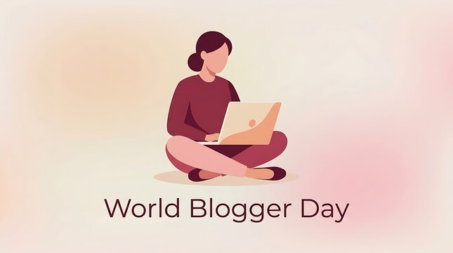 World Blogger Day - Woman Working on Laptop, Celebrating Blogging Community.