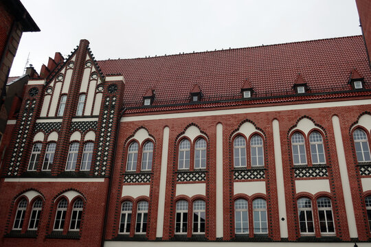 Gliwice, Poland. The former Gliwice Grain Exchange building, located on Dolnych Wał&oacute;w Street, is a historic landmark dating from 1891-1895, designed in the Historicist style