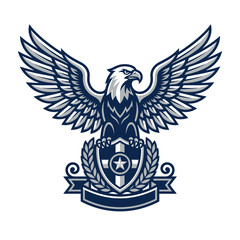 Fototapeta premium Eagle crest logo with shield and stars