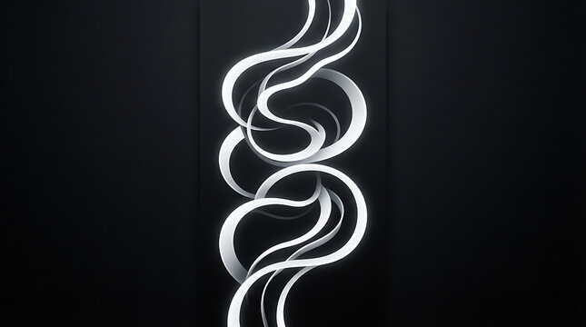 Swirls of white light create a complex tangled pattern against a solid black backdrop.