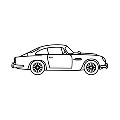 Fototapeta premium Vintage sports car line art profile illustration.
