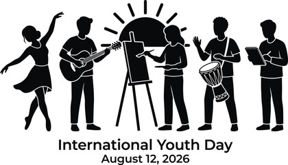 Silhouettes Of Performing Artists With Musical Instruments White Background © Irfan