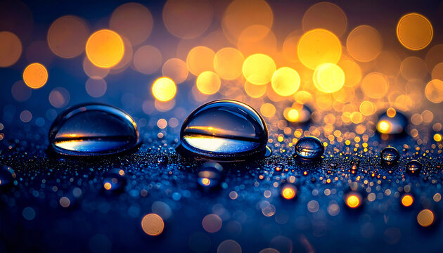 Microscopic water droplets on dark glossy surface with light reflections2
