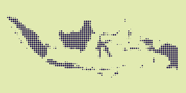 Dotted halftone vector map of Indonesia archipelago on white background