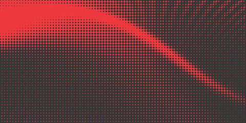 Vibrant red halftone dot pattern background featuring a striking diagonal gradient, perfect for modern graphic design and digital media projects © dani