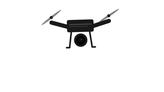 A sleek black drone with a camera mounted underneath hovers in the air, ready for aerial photography or videography.