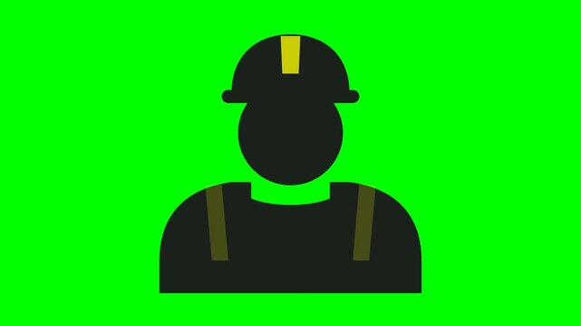 Simple Flat Icon of a Construction Worker with Hard Hat.