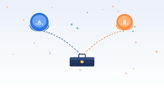 Two entities (A and B) connected by dotted lines to a central briefcase, symbolizing collaboration or shared business.
