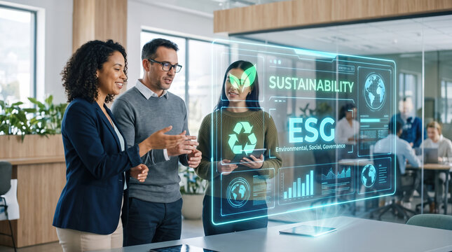Team at ESG Sustainability Hologram Concept