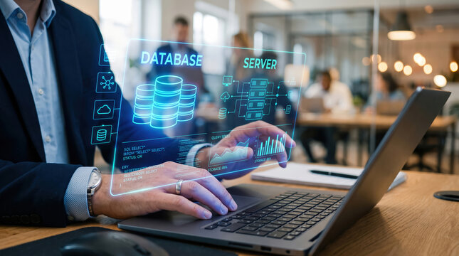 Database Server Management Hologram Concept
