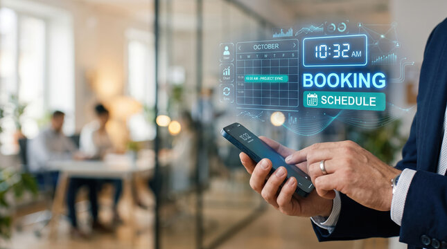 Online Booking Schedule Hologram Concept