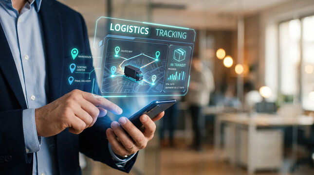 Logistics Supply Chain Tracking Hologram Concept