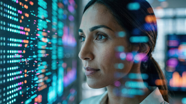 Data Lights Reflected in Analyst Eye