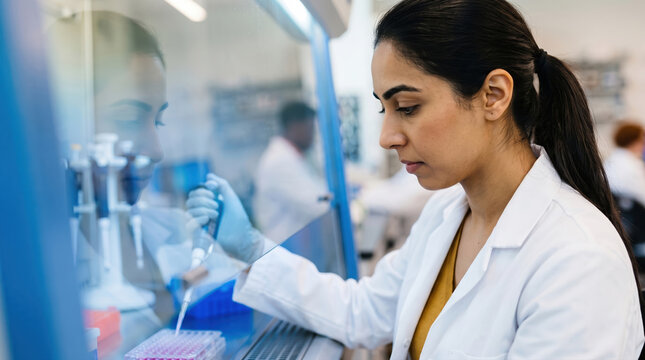Scientist conducting life science experiment and data capture