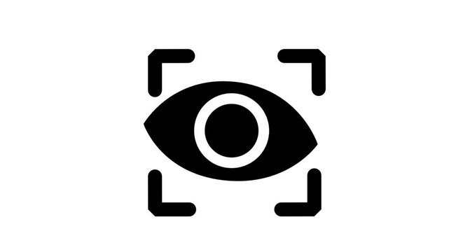 Biometric Eye Scan Animated Icon. Security animated icon showcasing human eye inside framing scan corners representing biometric surveillance, vision tracking, and monitoring systems.