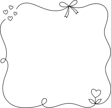 Cute hand drawn decorative frame line art on transparent background