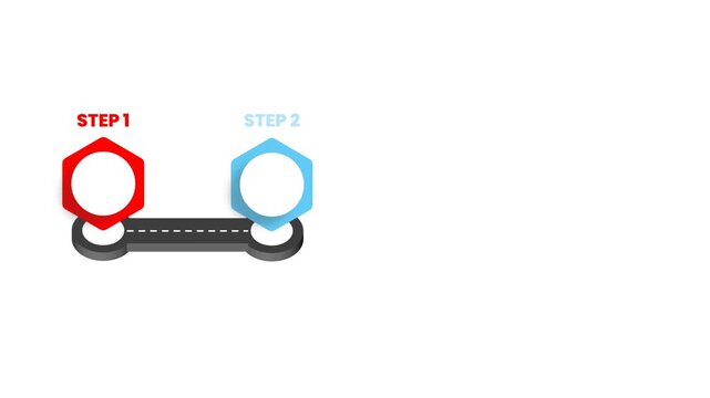 Modern Animated Hexagon Timeline Infographic Showing Three Process Steps