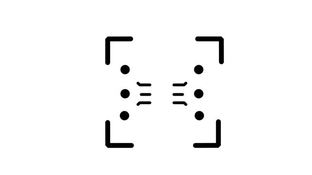 Focus Scanning Target Animated Icon. Animated icon featuring target scanning corners focusing on data lines for optical recognition and precision tracking footage.