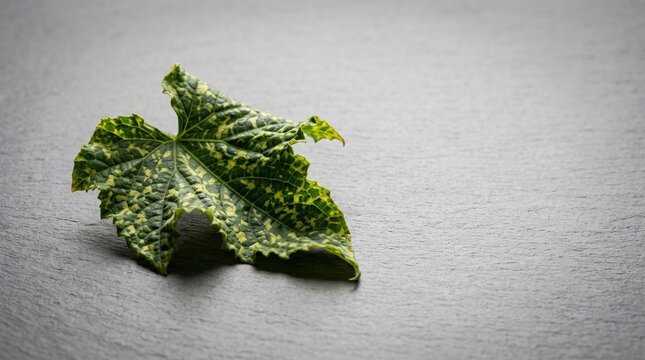 Cucumber Mosaic Virus CMV Mosaic Pattern Leaf on Slate Background