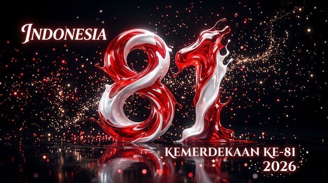 Indonesia Independence Day 81st Anniversary Abstract Red and White Fluid Art
