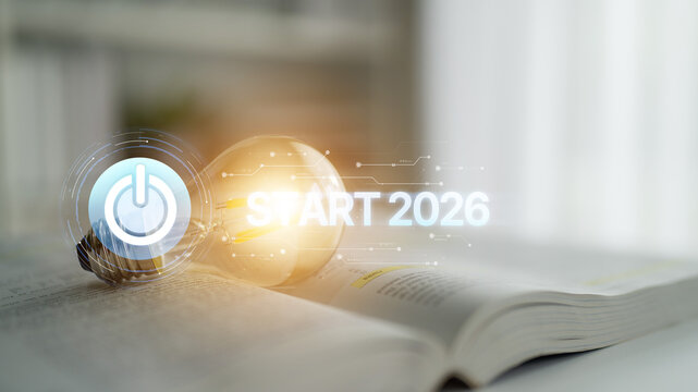 Start 2025 concept with futuristic power button symbolizing fresh beginnings, innovation, and digital transformation. Start 2025, new goals, and start 2025 initiative. Spline