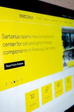 Mexico city, mexico, 06 02 2026, sartorius company website displaying biotechnology news in germany