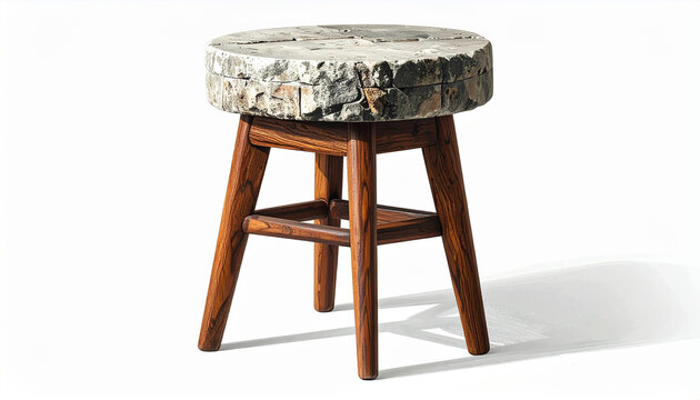Stone and wood stool