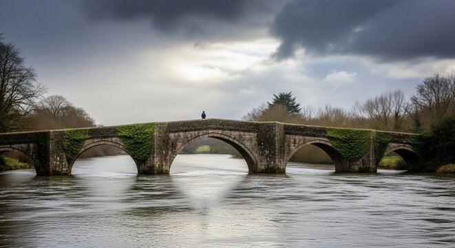 Stone bridge over river