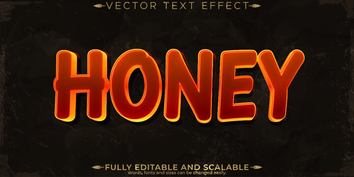 Honey text effect, editable golden and shiny text style