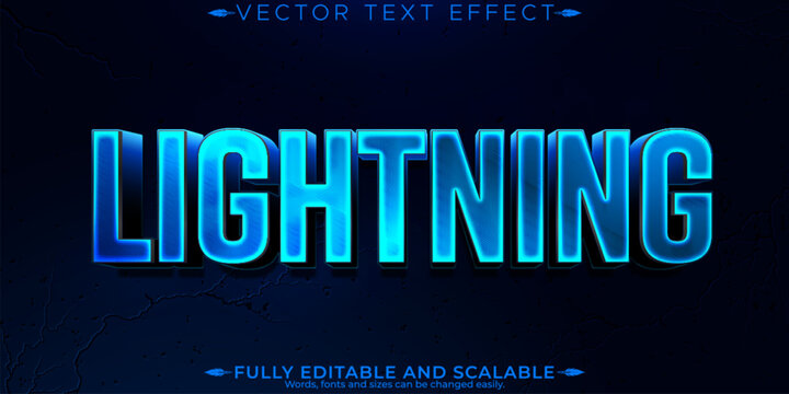 Lightning text effect, editable blue and electric text style