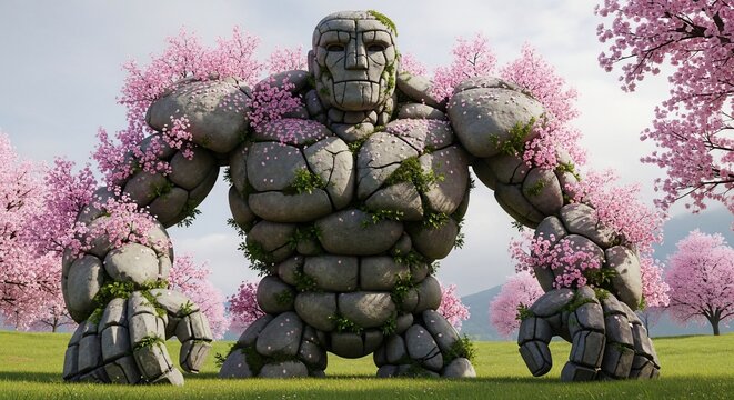 Stone golem cherry blossoms