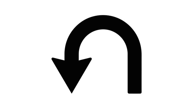 Black U-turn arrow symbol indicating direction change or reversal.