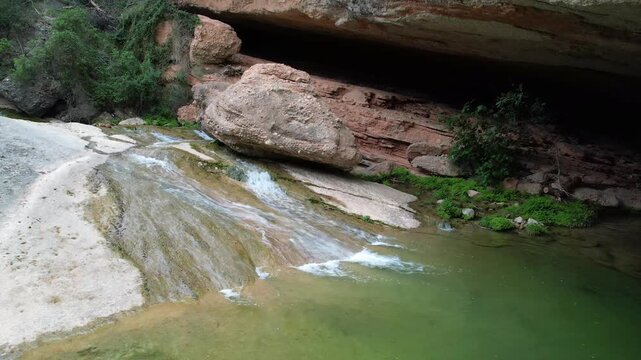Footage of Les Olles d'Horta de Sant Joan (natural limestone pools). Horta de Sant Joan, Tarragona, Spain.
