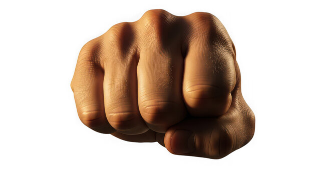 Fist punching forward isolated on transparent background