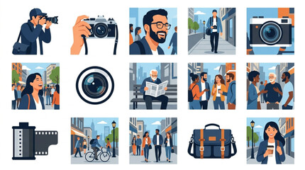 Collection of photography and travel themed illustrations. © vinsmoke