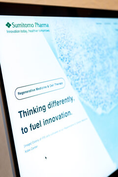 Sumitomo pharma website displaying regenerative medicine innovation
