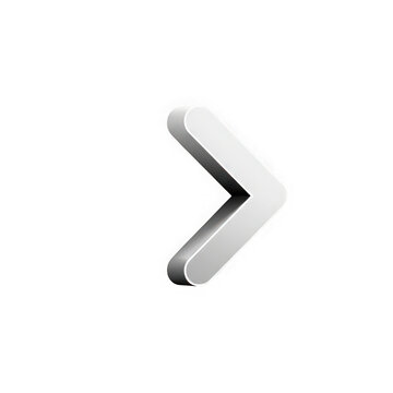 Minimalist 3D right arrow icon isolated on transparent background