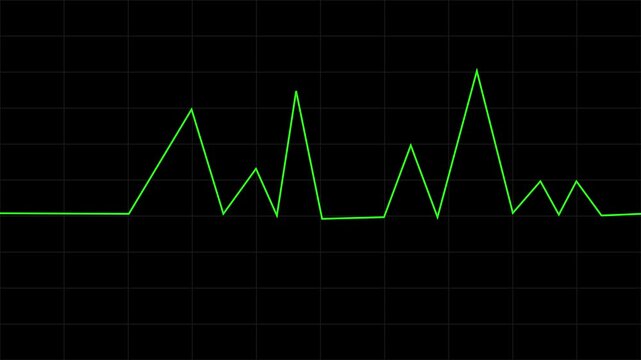 Green ekg heartbeat line monitor animation on dark grid background, for medical and, health tech projects