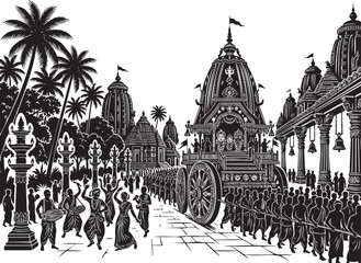 Obraz premium Jagannath rath yatra festival procession with chariot and devotees, msea set