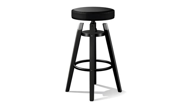 Modern black metal bar stool with round seat.