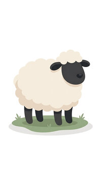 Faceless Black-Faced Sheep Cartoon